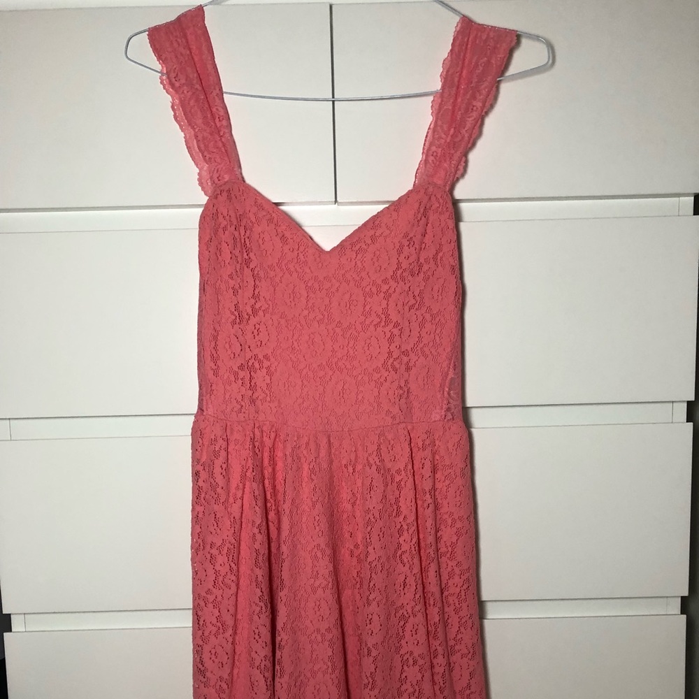 Coral Lace Hollister Dress with Sheer Sides